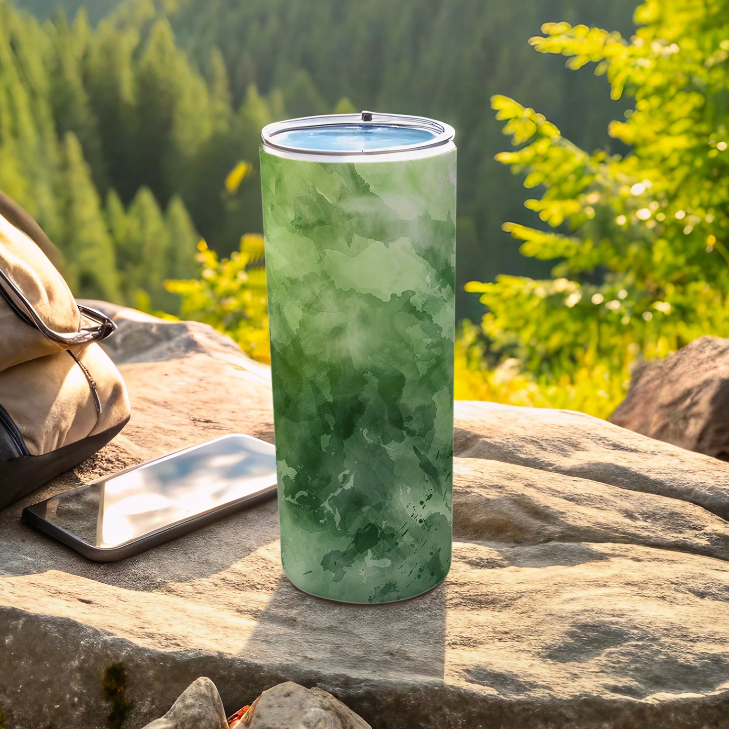 Green Gradient Insulated Travel Tumbler Cup for Outdoor Use