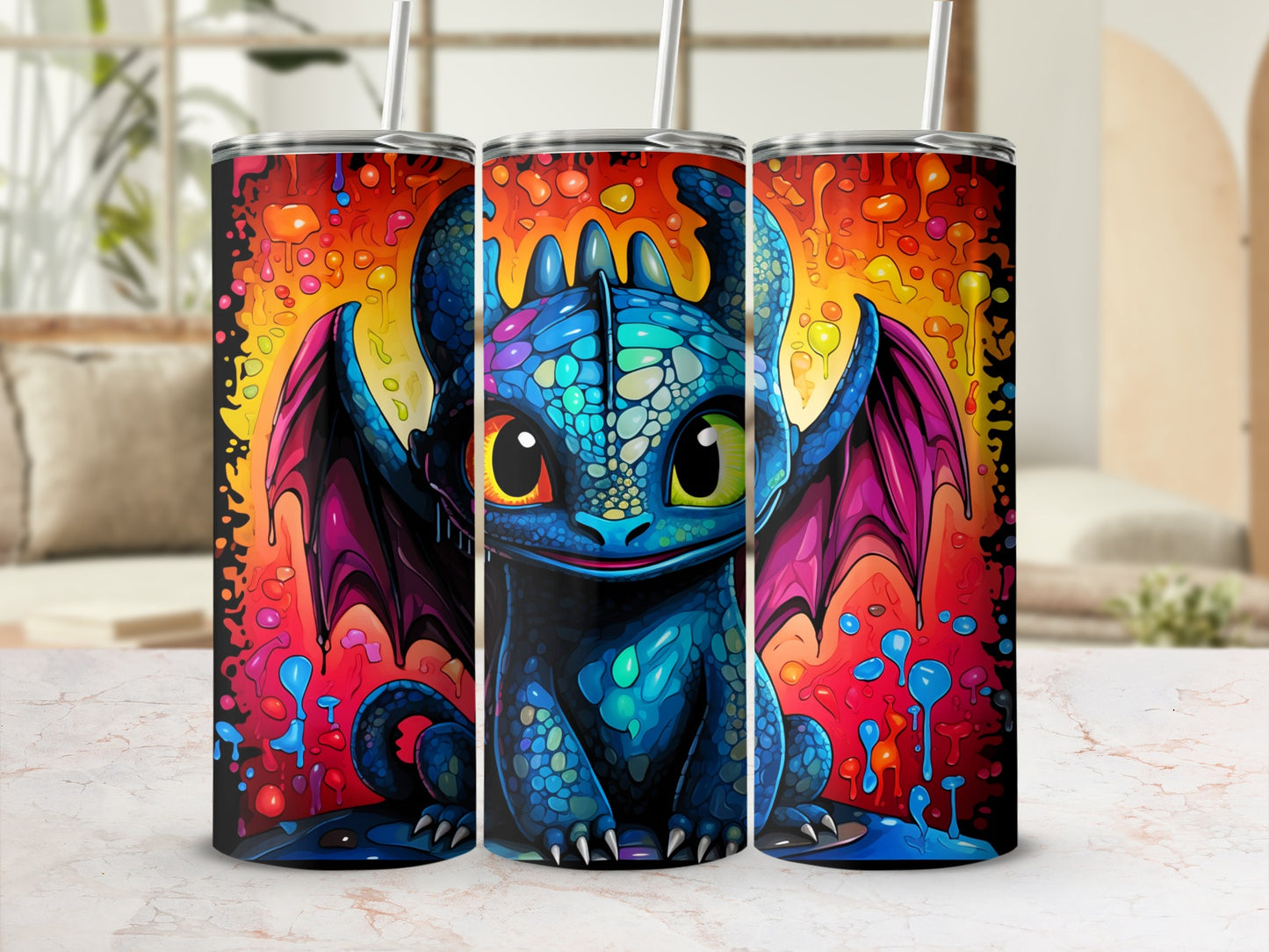 Colorful Baby Dragon Stainless Steel Tumbler Cup