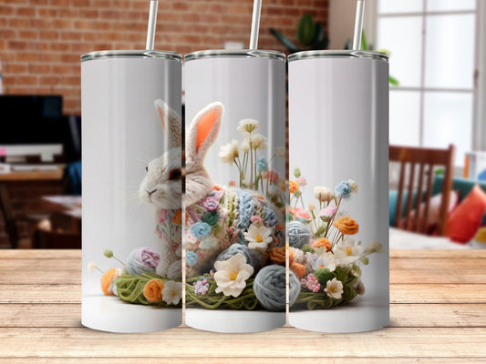 Cute White Rabbit Spring Floral Yarn Balls product type