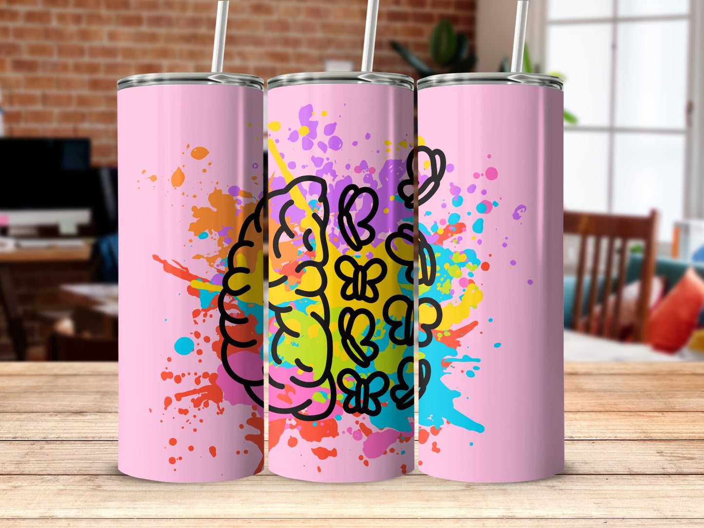 Colorful Butterfly Brain Design Tumbler Cup