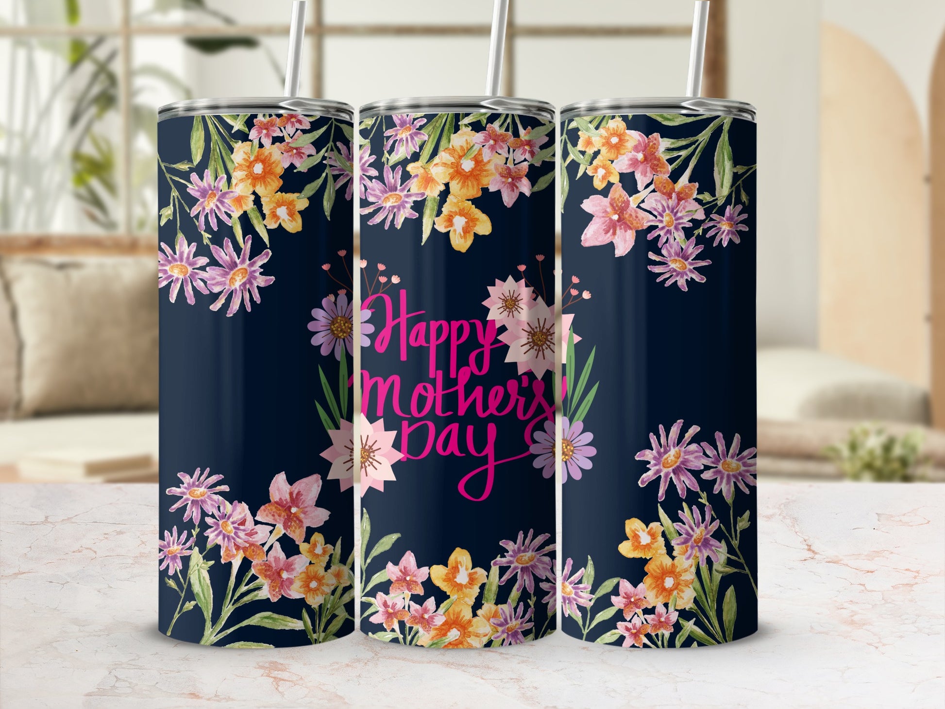 Happy Mother's Day Floral Design Tumbler