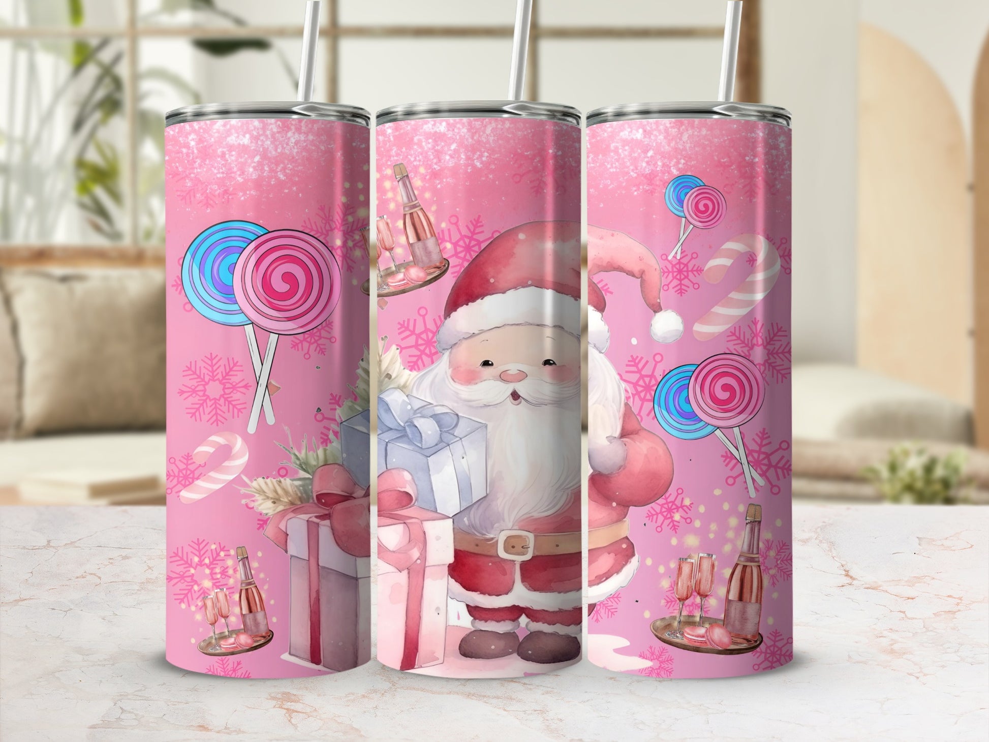 Christmas Santa and Candy Theme Insulated Tumbler
