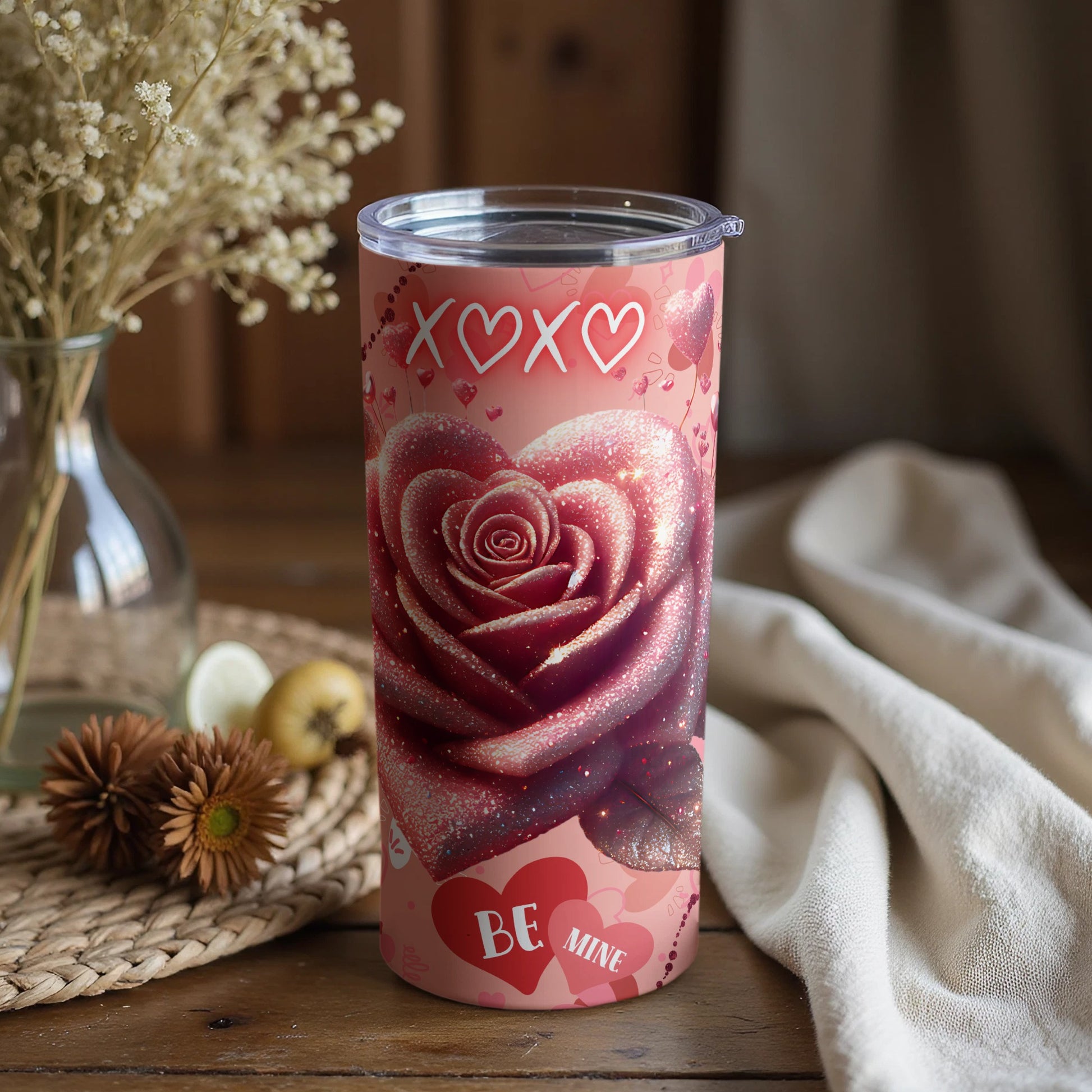 Sparkling Rose XOXO Be Mine Tumbler Valentine's Gift