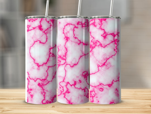 Hot Pink and White Marble Abstract Design Pattern Tumblers