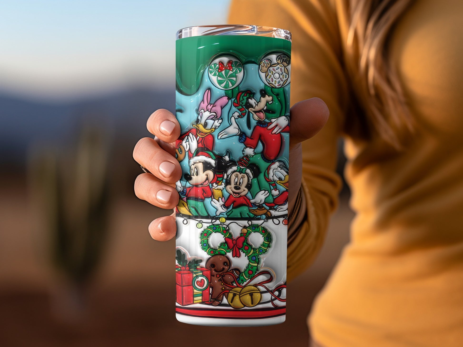 Festive Disney Character Holiday Tumbler for Christmas