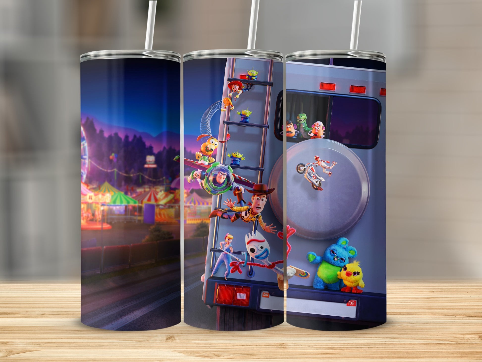 Toy-Themed Travel Tumbler with Straw for Kids and Adults
