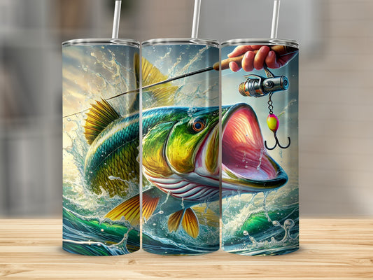 Vibrant Fishing Themed Tumblers for Fishing Enthusiasts