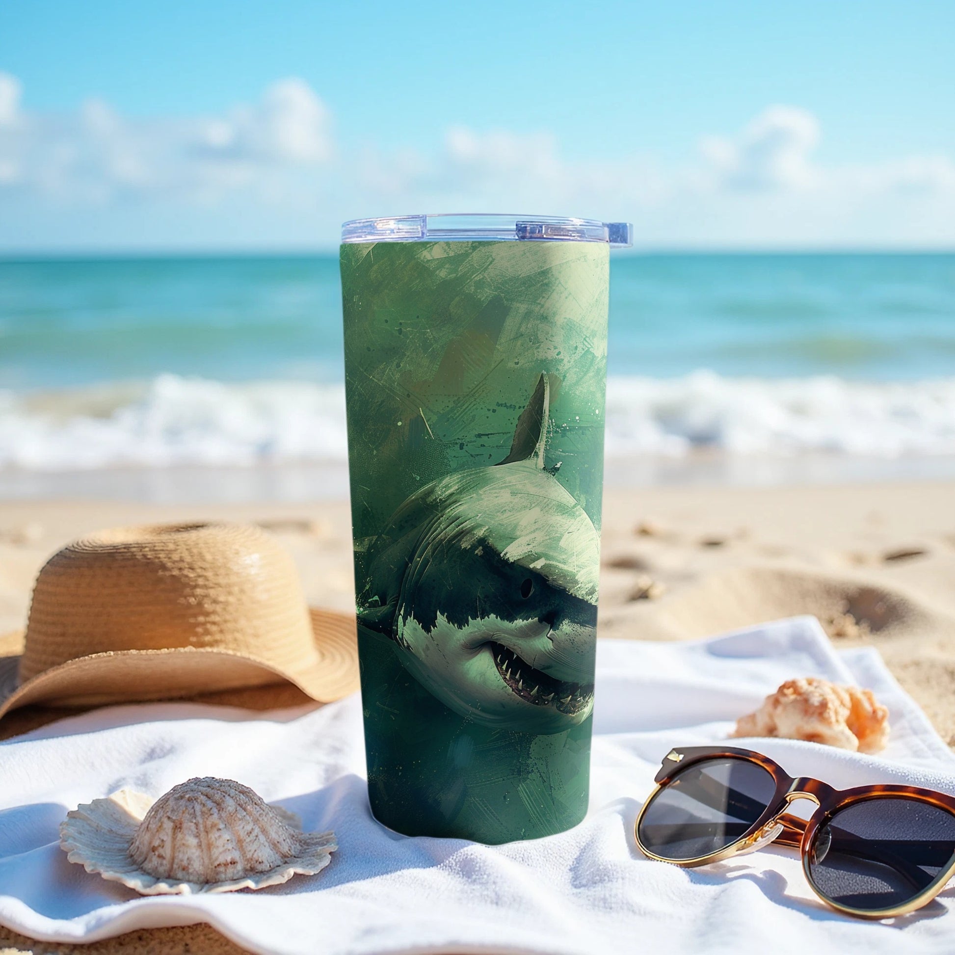 Ocean Hunter Shark Graphic Design Tumbler Hydration product type