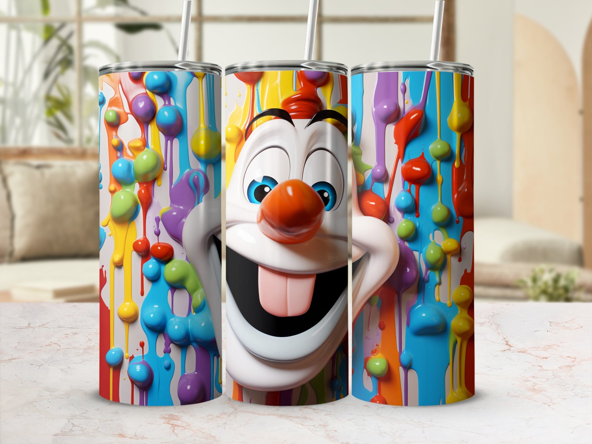 Colorful Cartoon Character Tumbler with Straw for Drinks