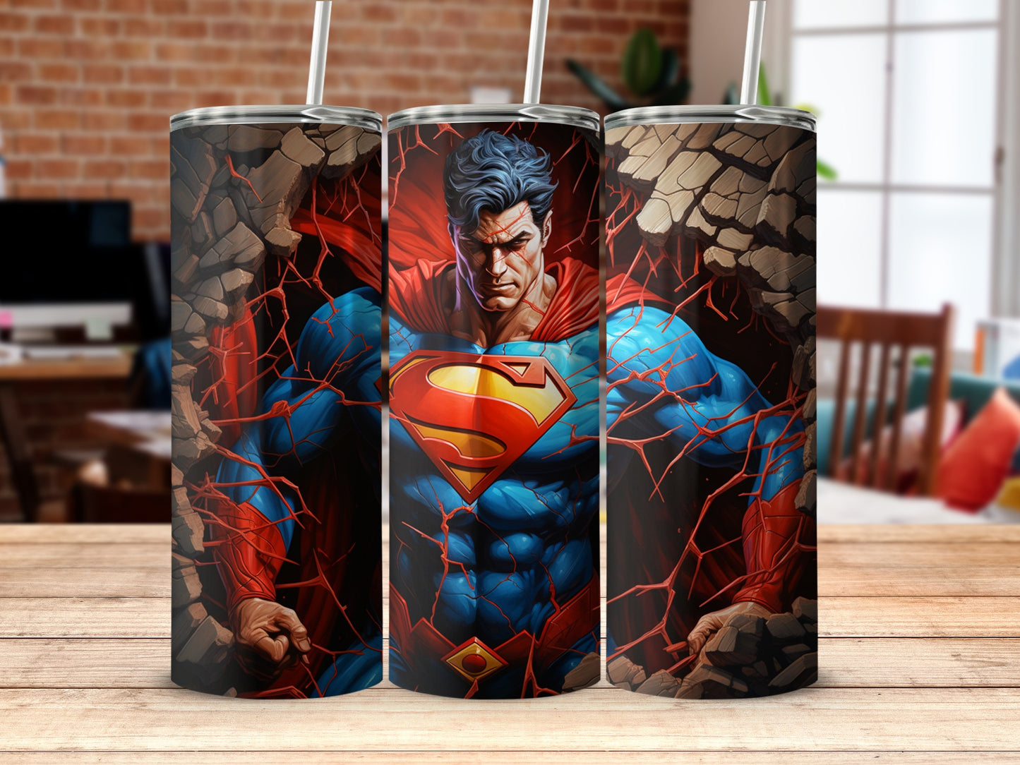 Superman Cracked Wall Stainless Steel Tumbler