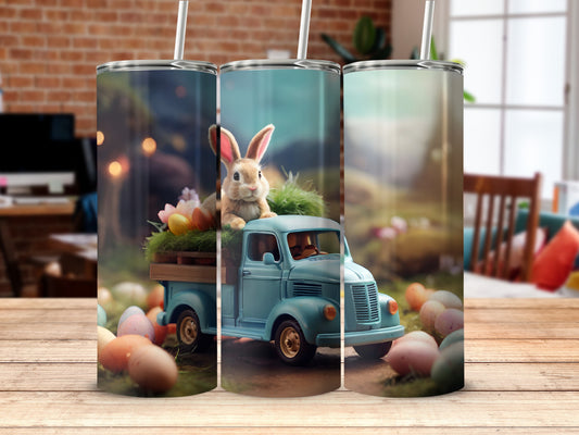 Cute Bunny Vintage Blue Truck Easter Eggs Holiday Scene product type