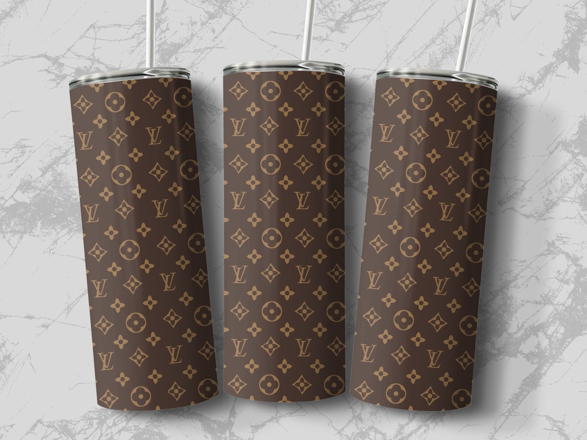 Luxurious Designer-Inspired Brown Tumbler Cups
