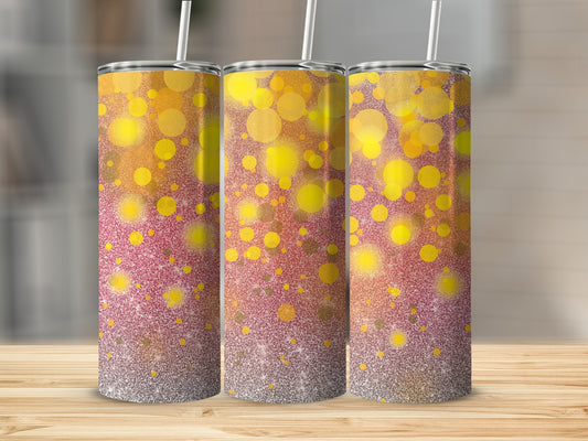 Glittering Yellow and Pink Dot Design Tumbler