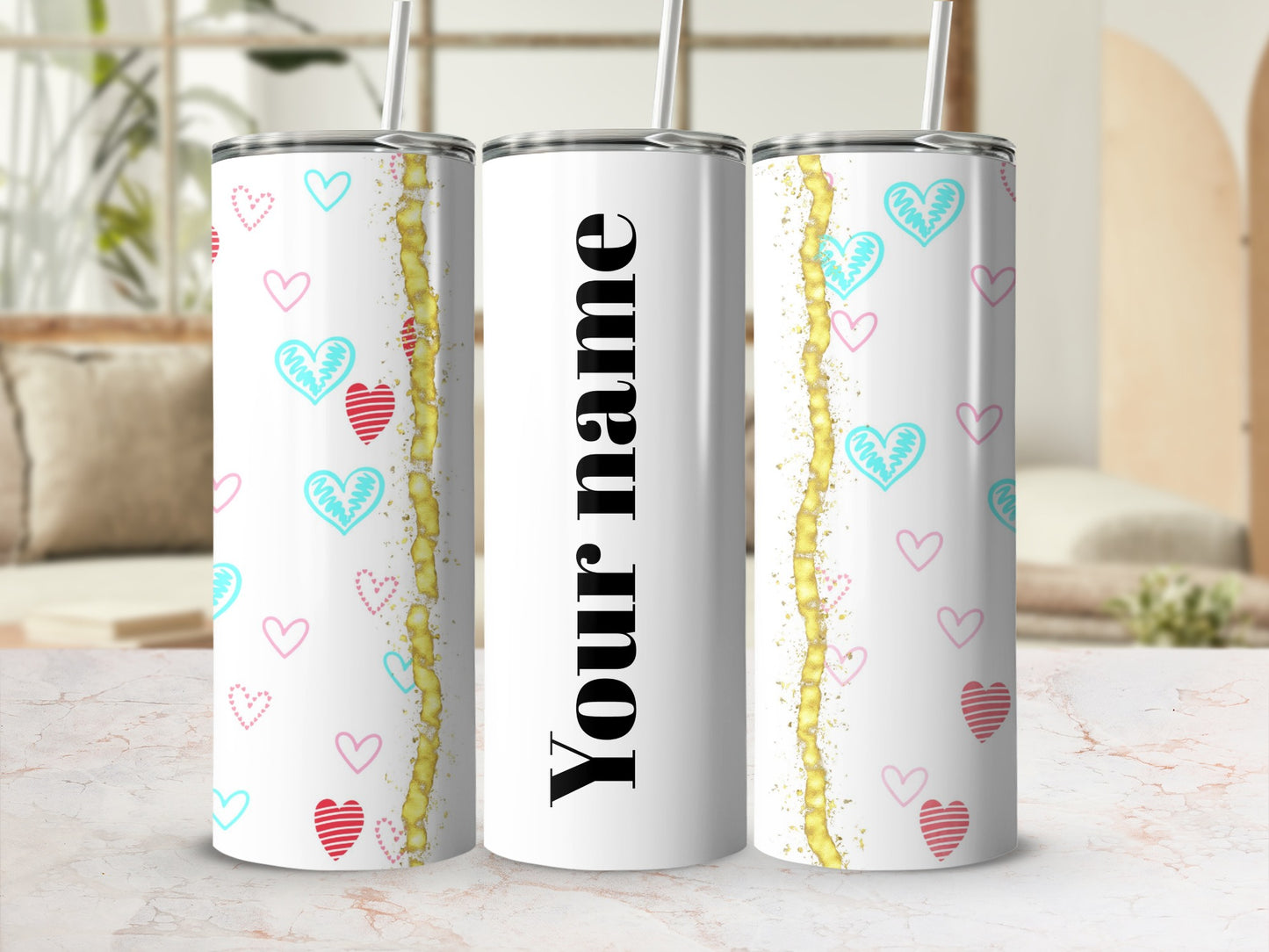 Personalized Heart Design Tumbler Perfect Gift Idea