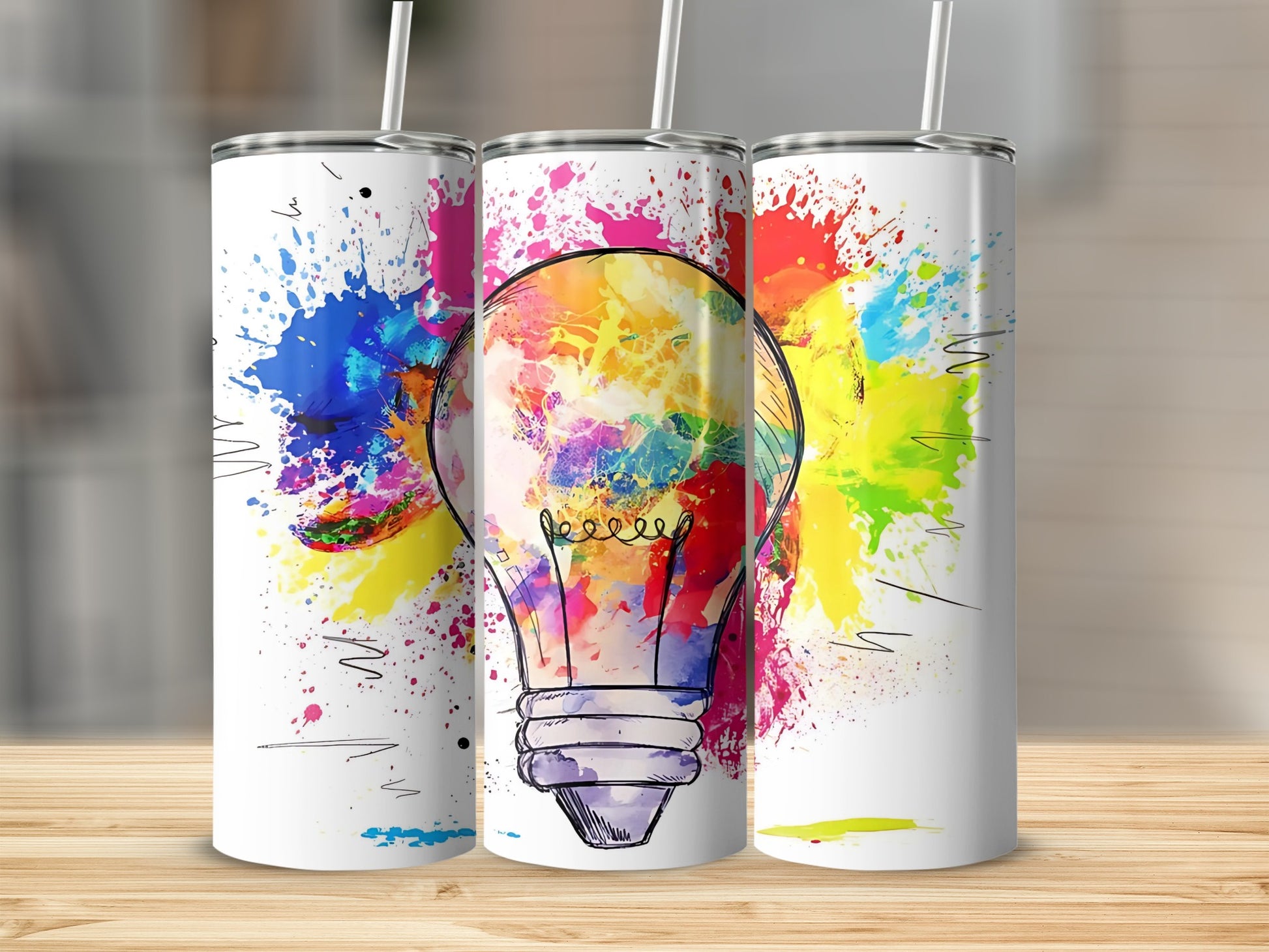 Colorful Abstract Light Bulb Print Tumbler Product