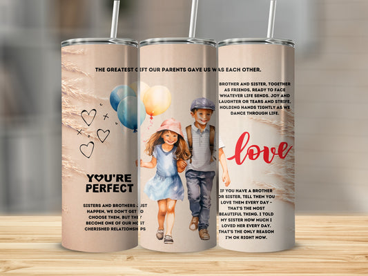 Heartwarming Design with Sibling and Message Tumbler