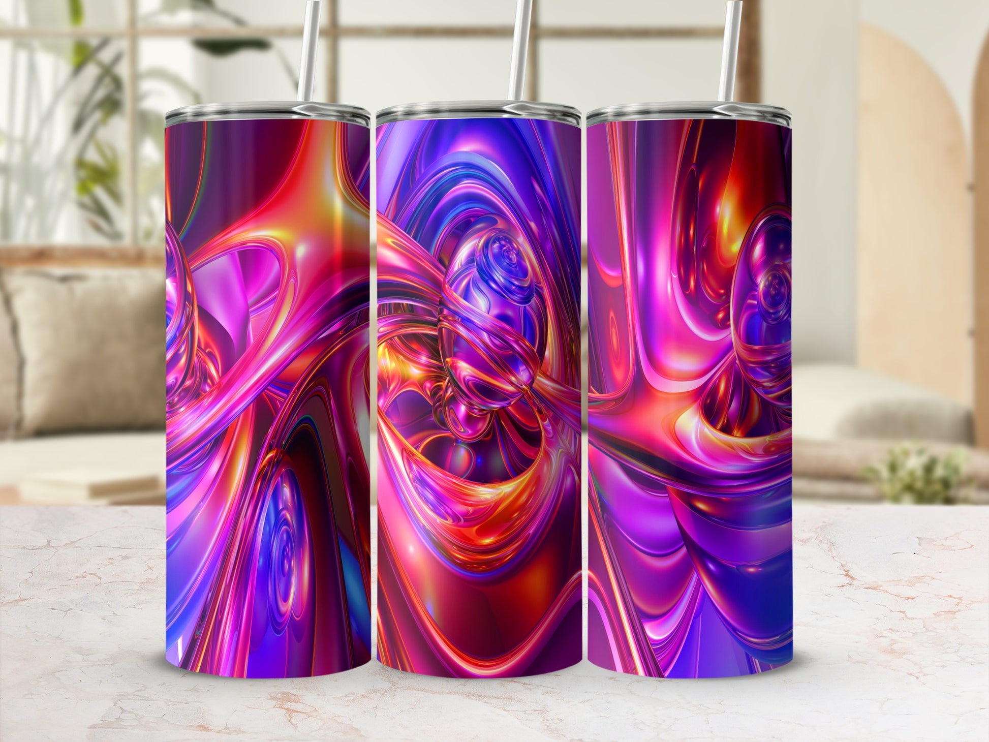 Vibrant Abstract Liquid Swirl Glossy Tumbler product type