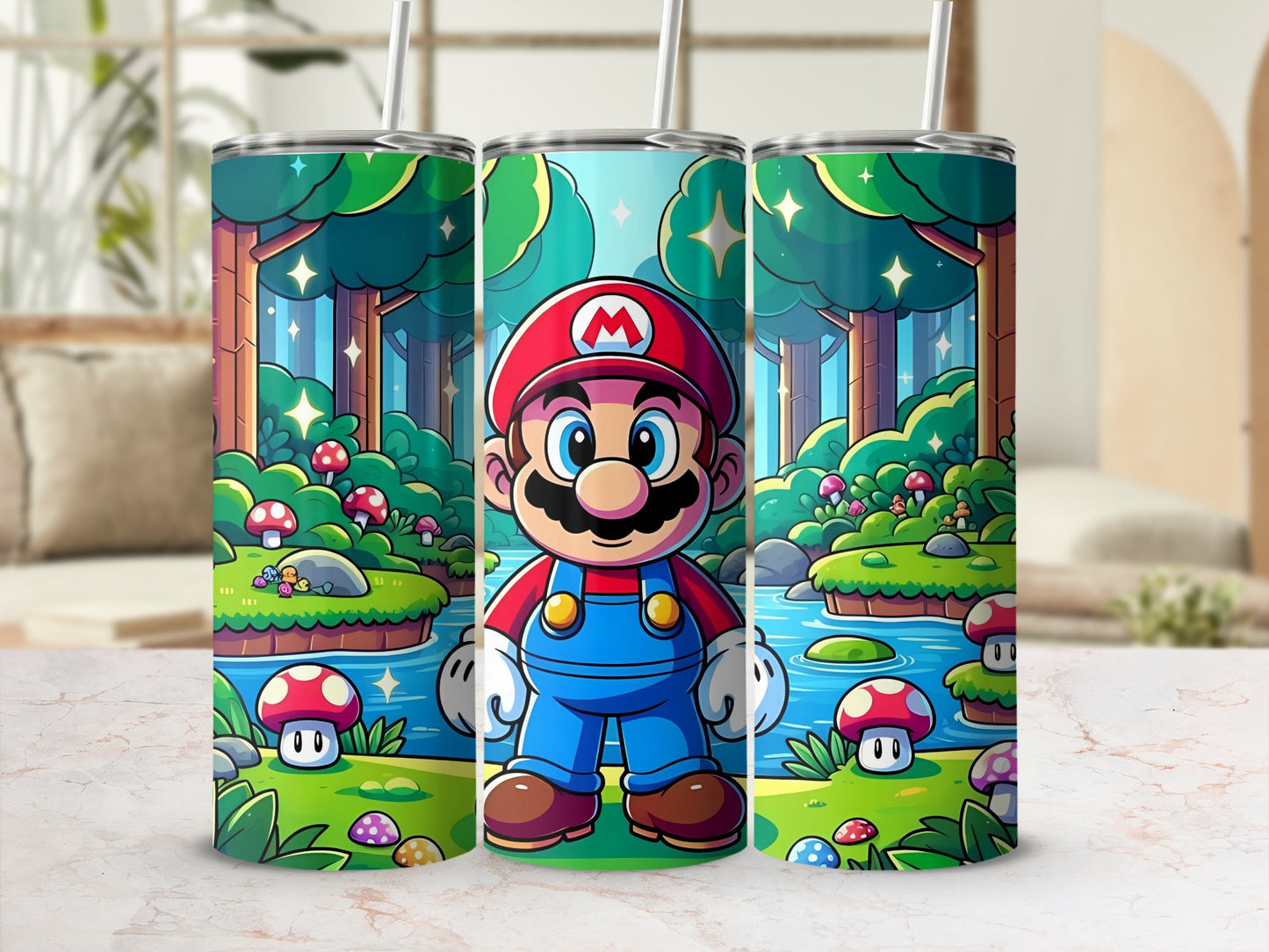 Super Mario-inspired Forest Scene Tumbler 20 oz