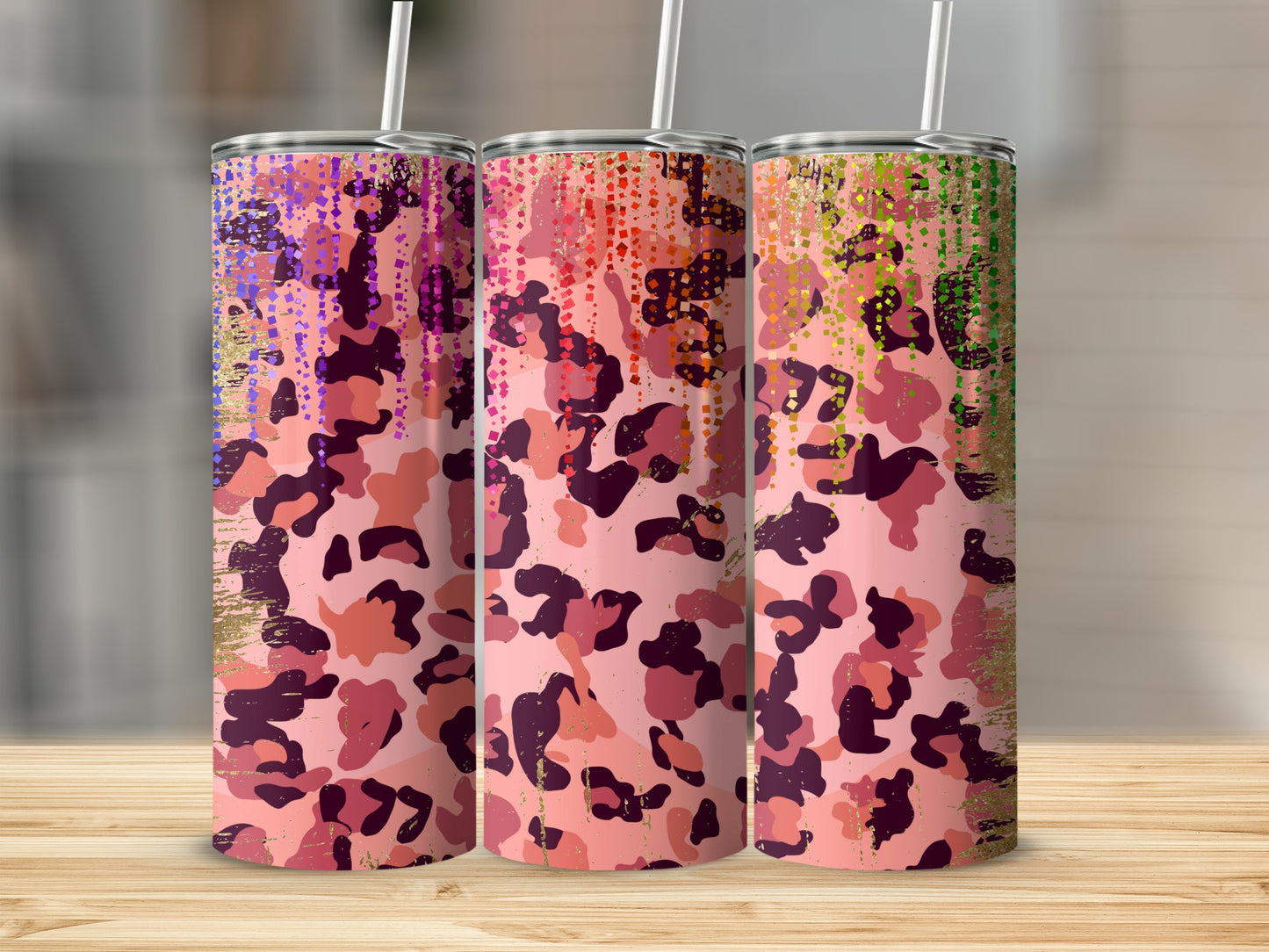 Vibrant Abstract Camo Print Pattern Insulated Travel Cup