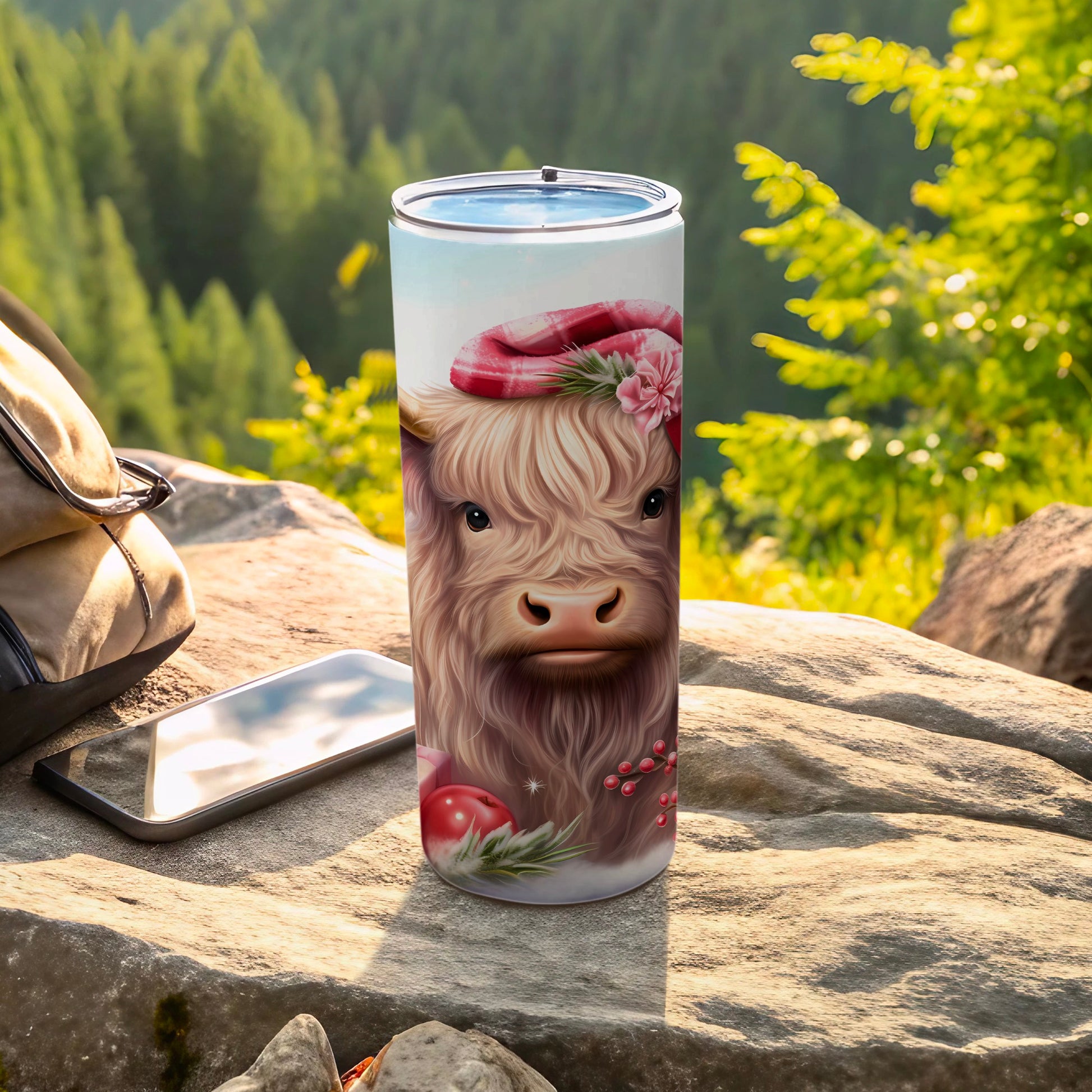 Highland Cow with Flowers Insulated Tumbler Cup Product