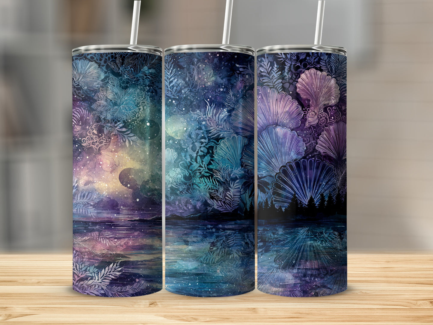 Colorful Marine Life Themed Tumbler Set