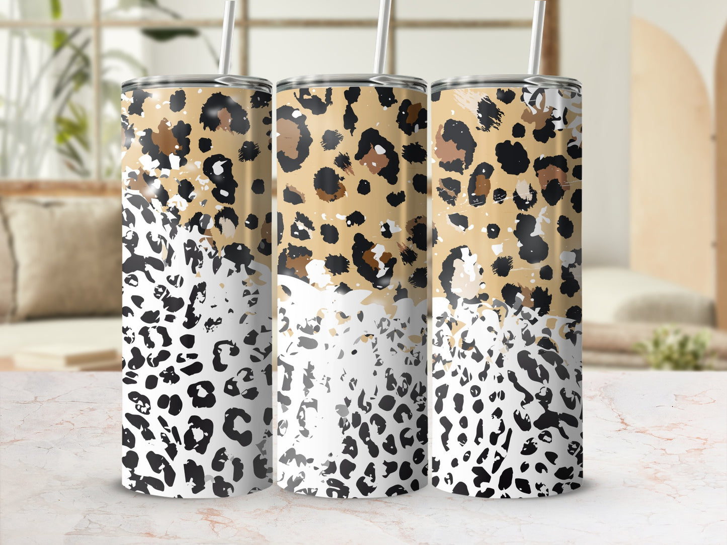 Leopard Print Double Walled Skinny Tumbler Cup