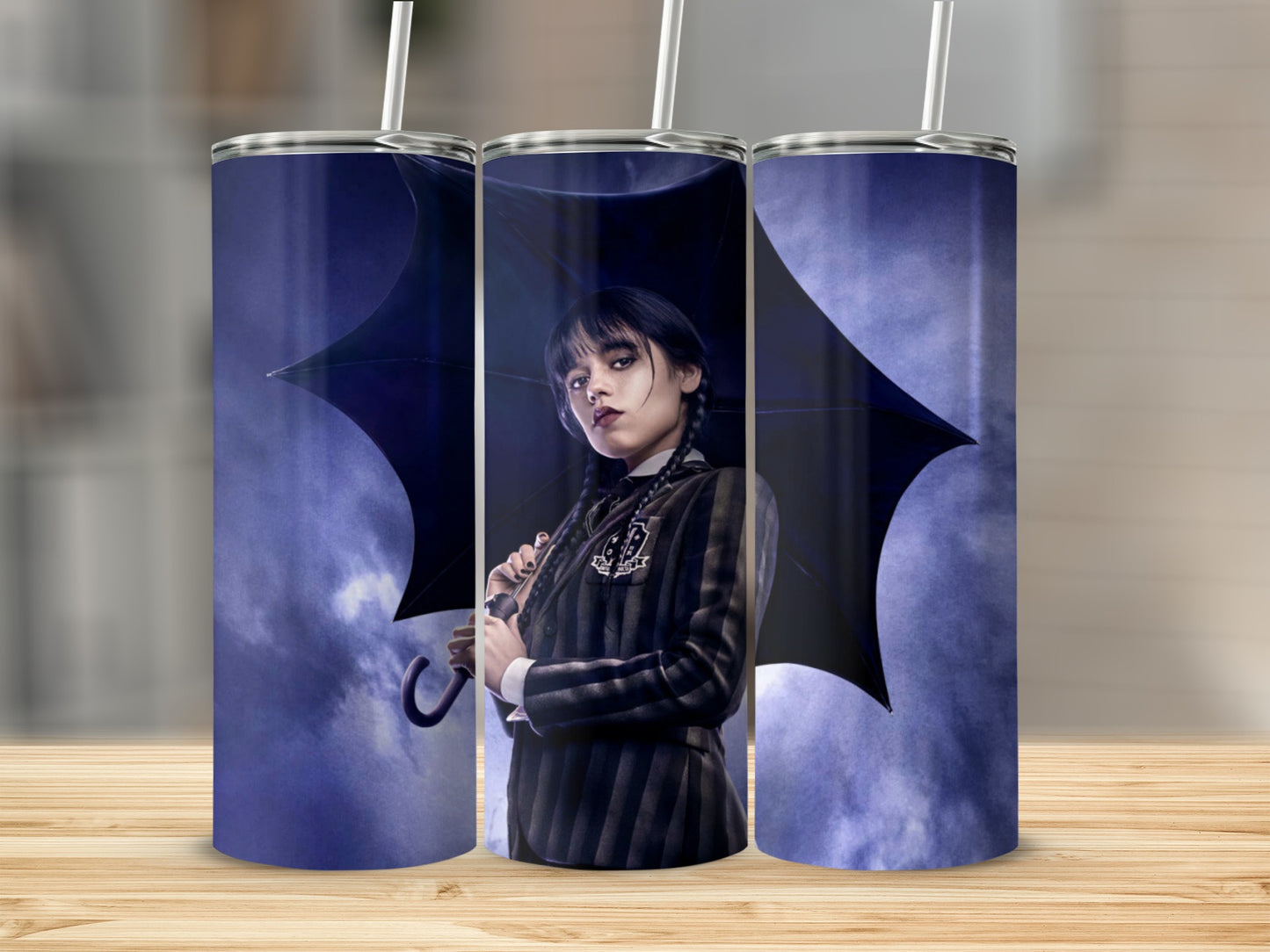 Gothic Character With Umbrella Design Hot Drink Tumbler