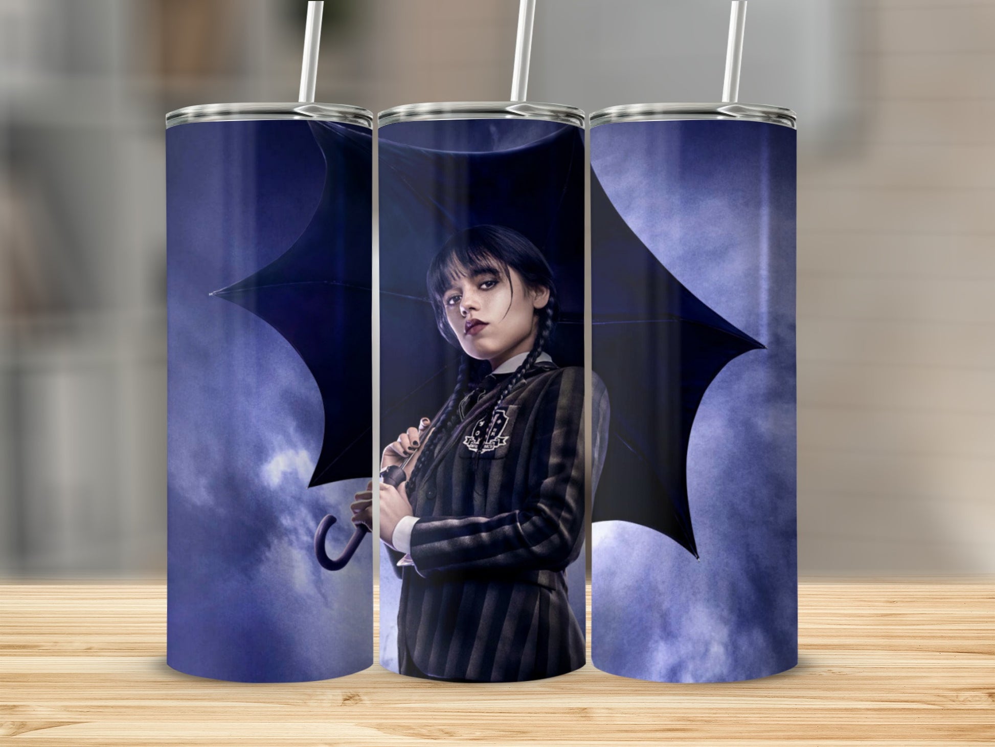 Gothic Character With Umbrella Design Hot Drink Tumbler