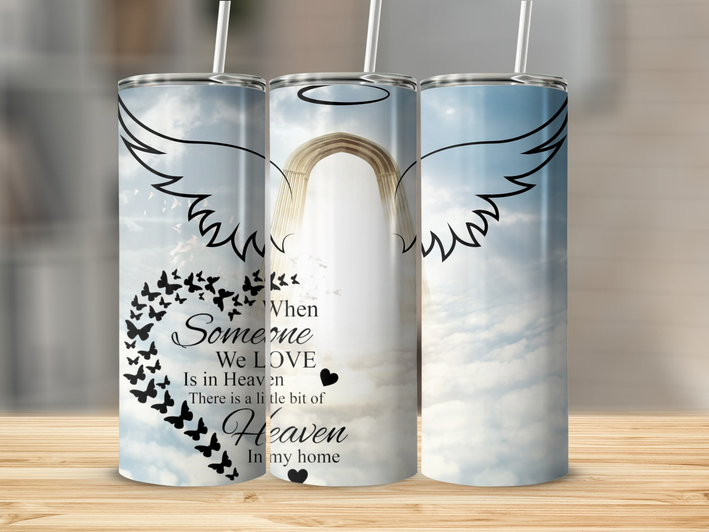 Angel wings and archway with quote "Heaven in my home".