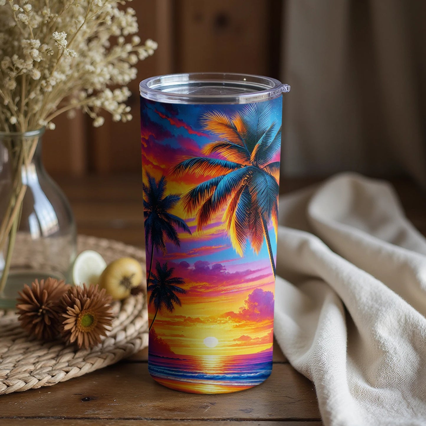 Vibrant Tropical Sunset Insulated Tumbler