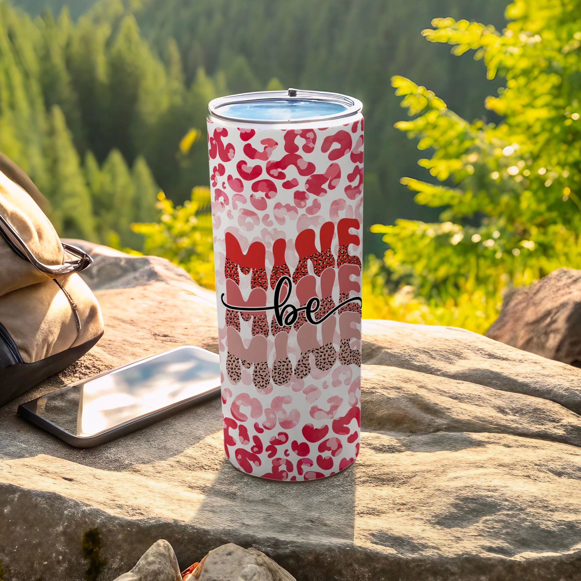 Pink Leopard Print Travel Tumbler with Inspirational Quote