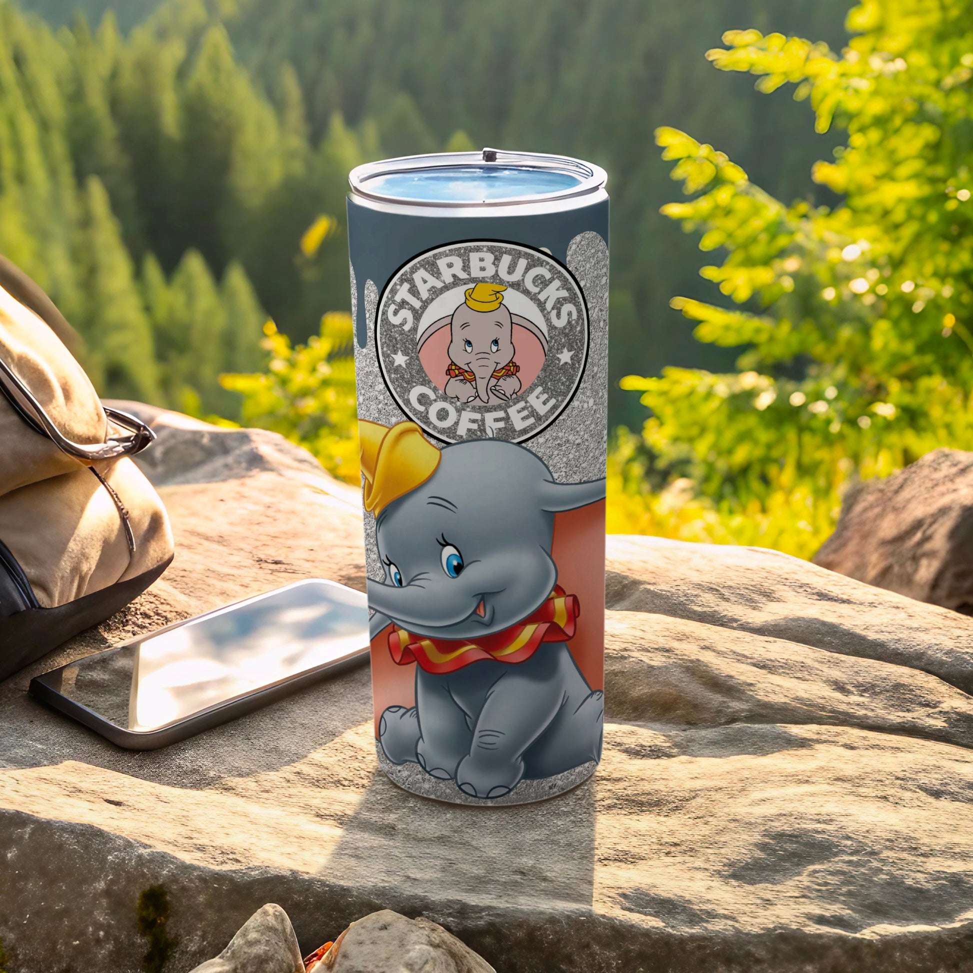 Dumbo and Starbucks Coffee Themed Drink Tumbler