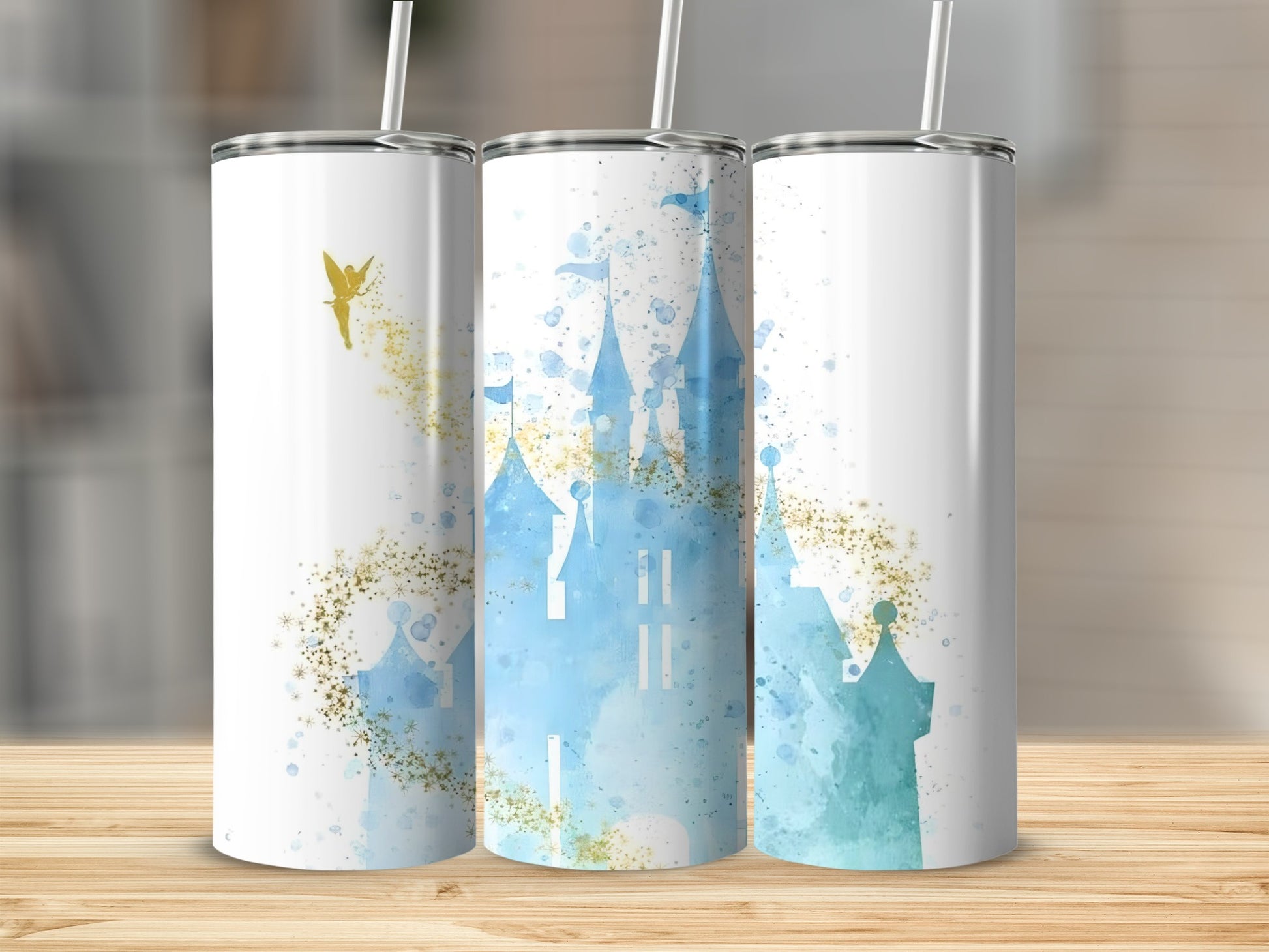 Fairy Tale Castle Themed Tumbler with Straw Drinkware