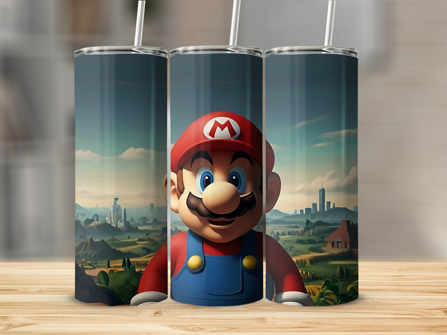 Vibrant Mario Tumbler with Scenic Background Cup