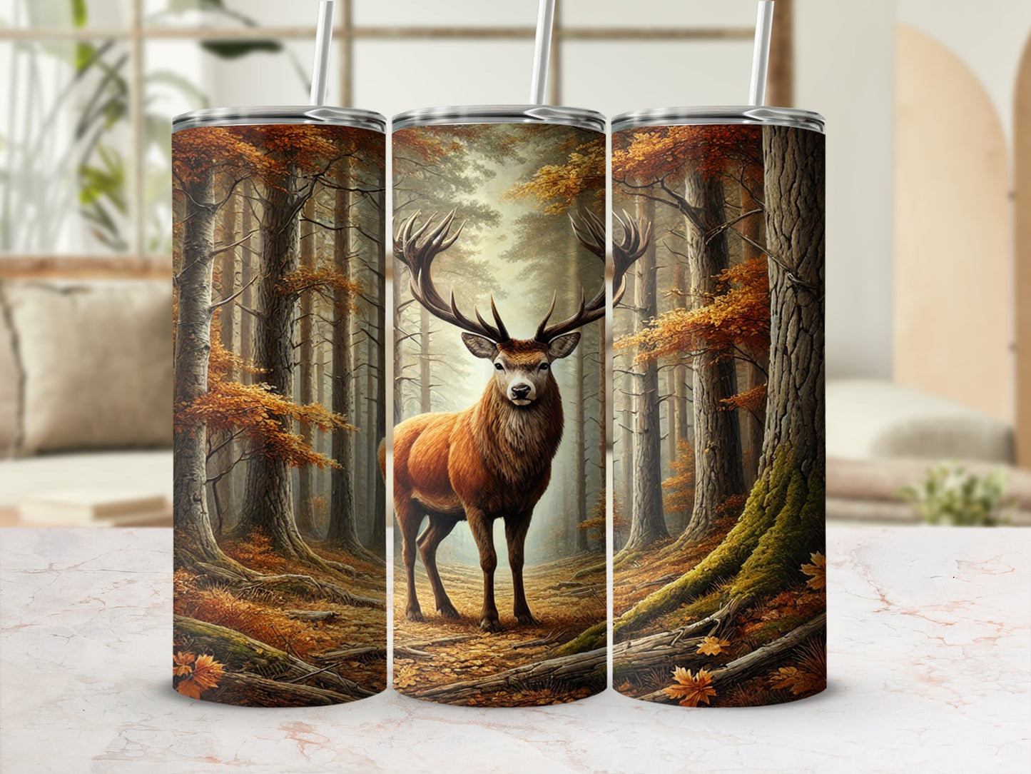 Majestic Stag in Autumn Forest Tumbler Cup