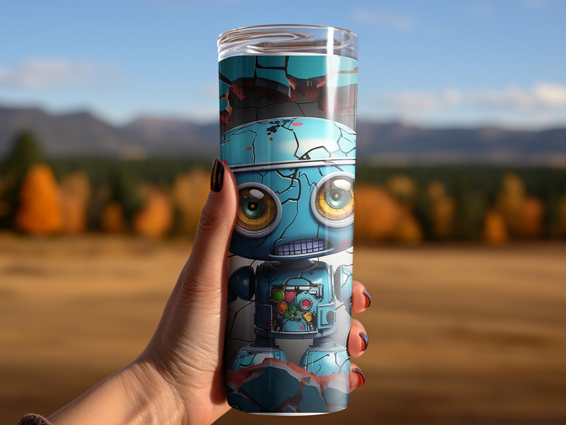 Adorable Robot Design Tall Tumbler for Drinks