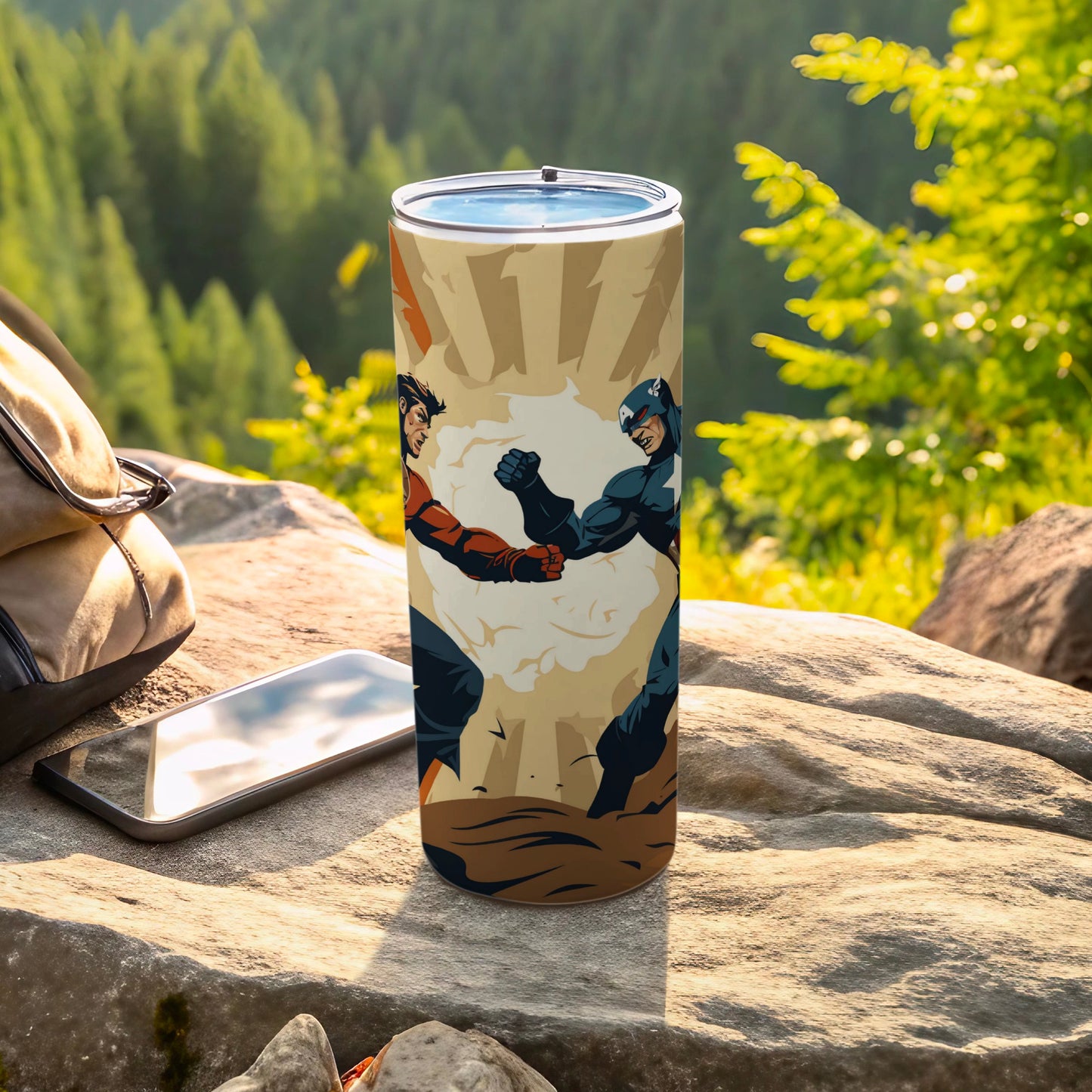 Superhero Battle Insulated Tumbler for Outdoor Enthusiasts