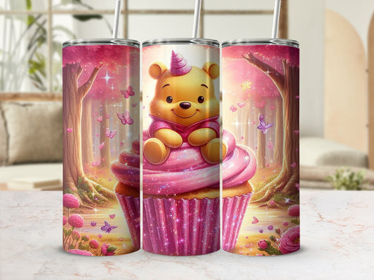 Adorable Bear with Cupcake Design Tumbler Cup Set