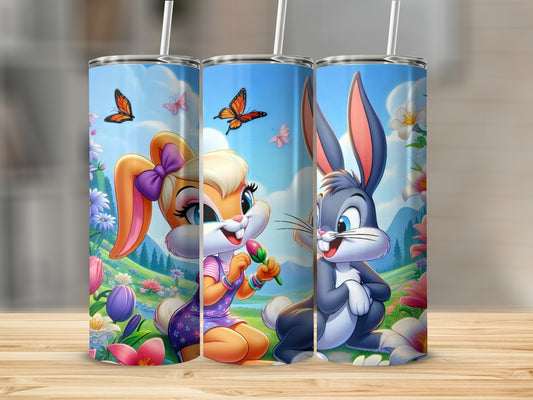 Colorful Cartoon Bunny Outdoor Adventure Tumbler