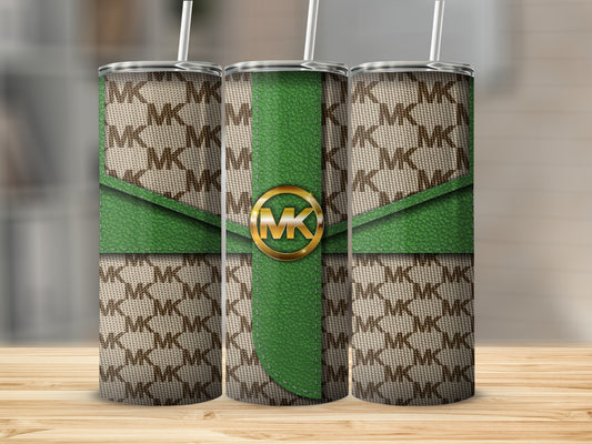 Stylish MK Branded Green and Beige Tumbler product
