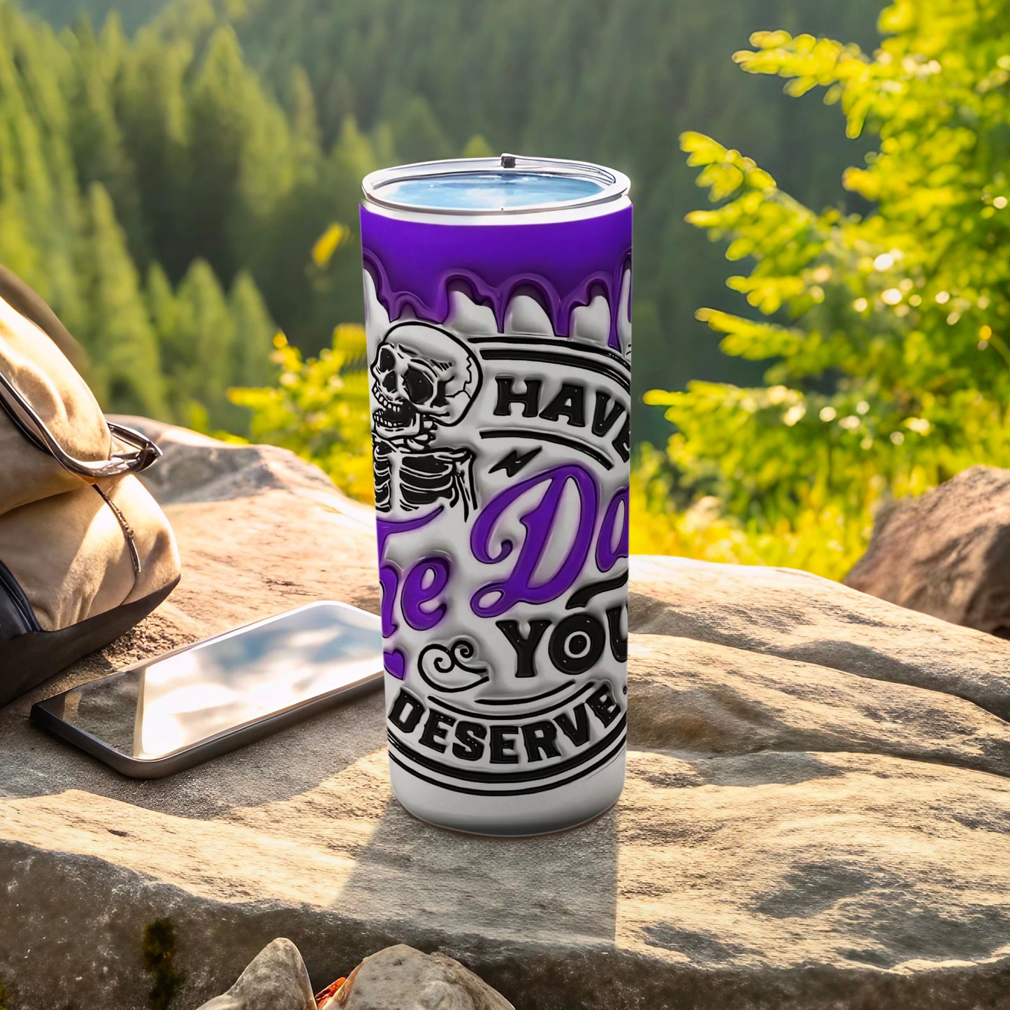 Purple Skull Design Insulated Tumbler for Outdoor Adventures