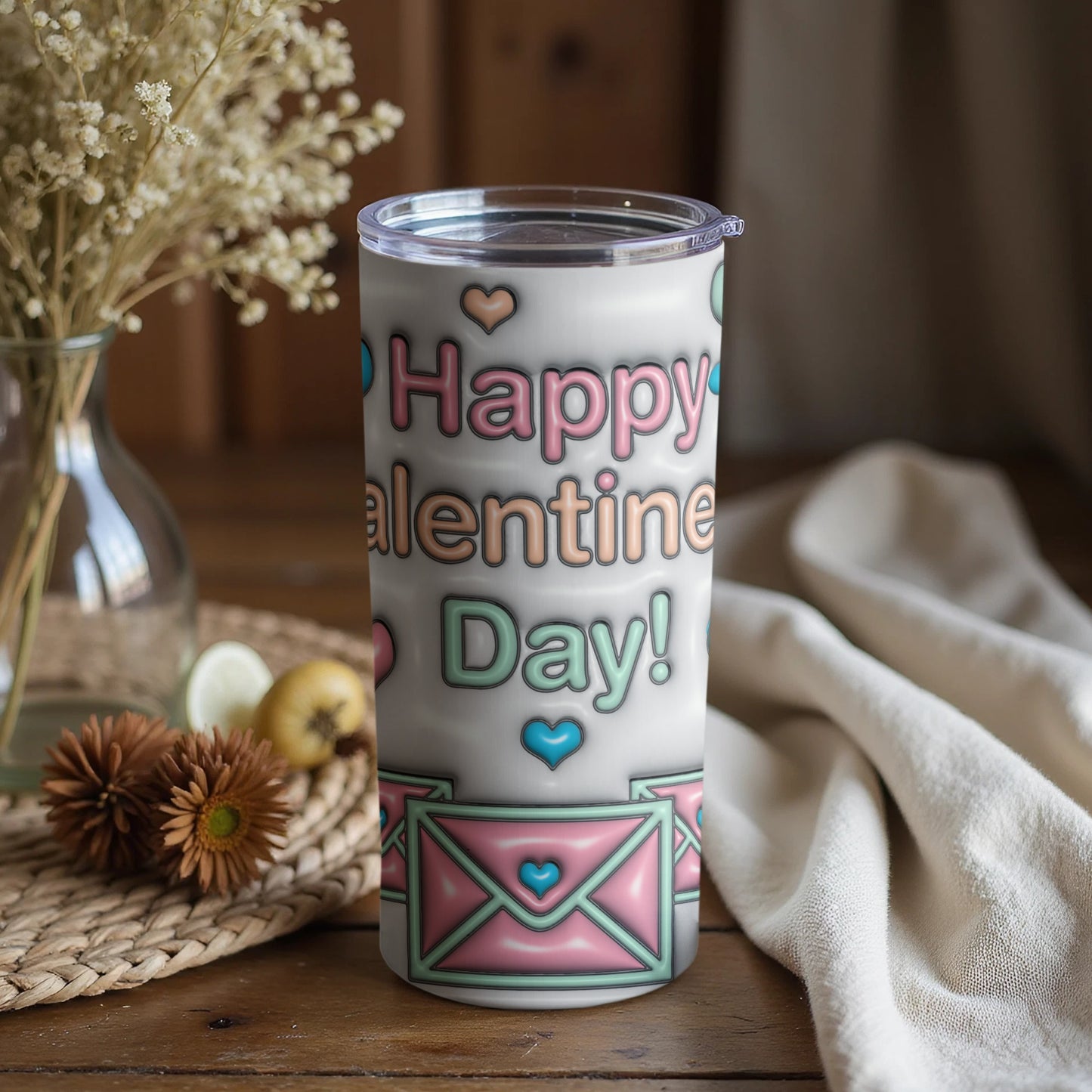 Happy Valentine's Day Colorful Tumbler Flask