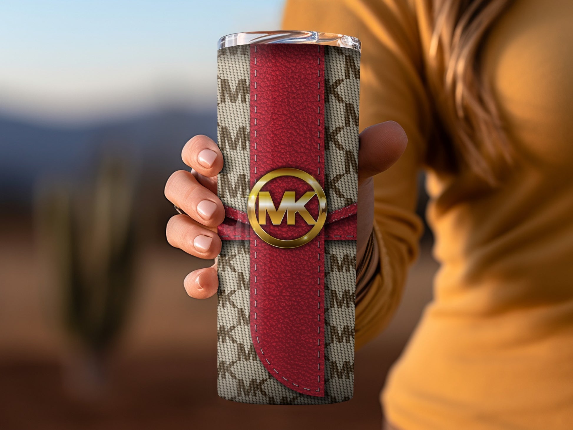 Stylish MK Logo Insulated Tumbler for Hot and Cold Drinks