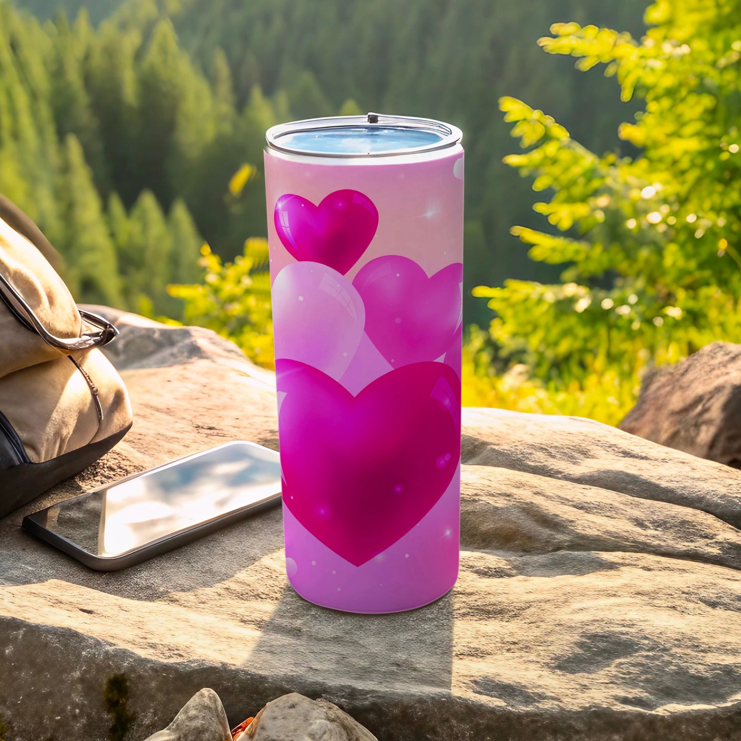 Pink Magenta Hearts Sparkle Insulated Tumbler product type