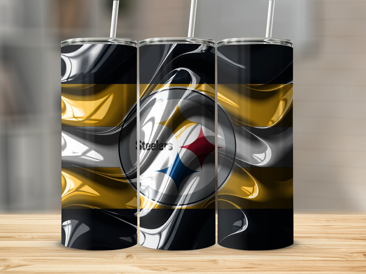 Artistic Steelers Team Logo Swirl Design Fun Tumblers