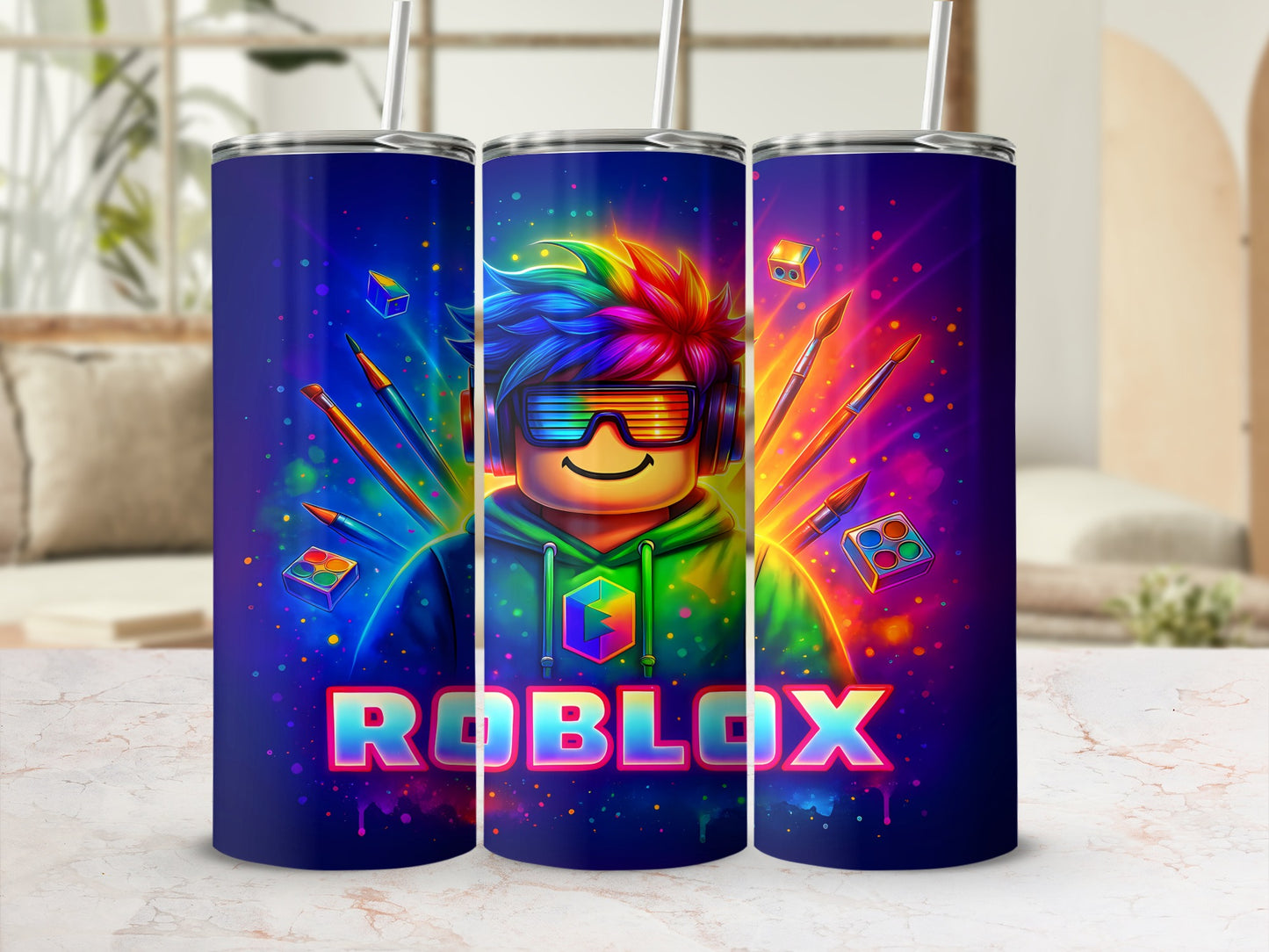 Colorful Gamer Design Roblox Themed Tumbler Cup