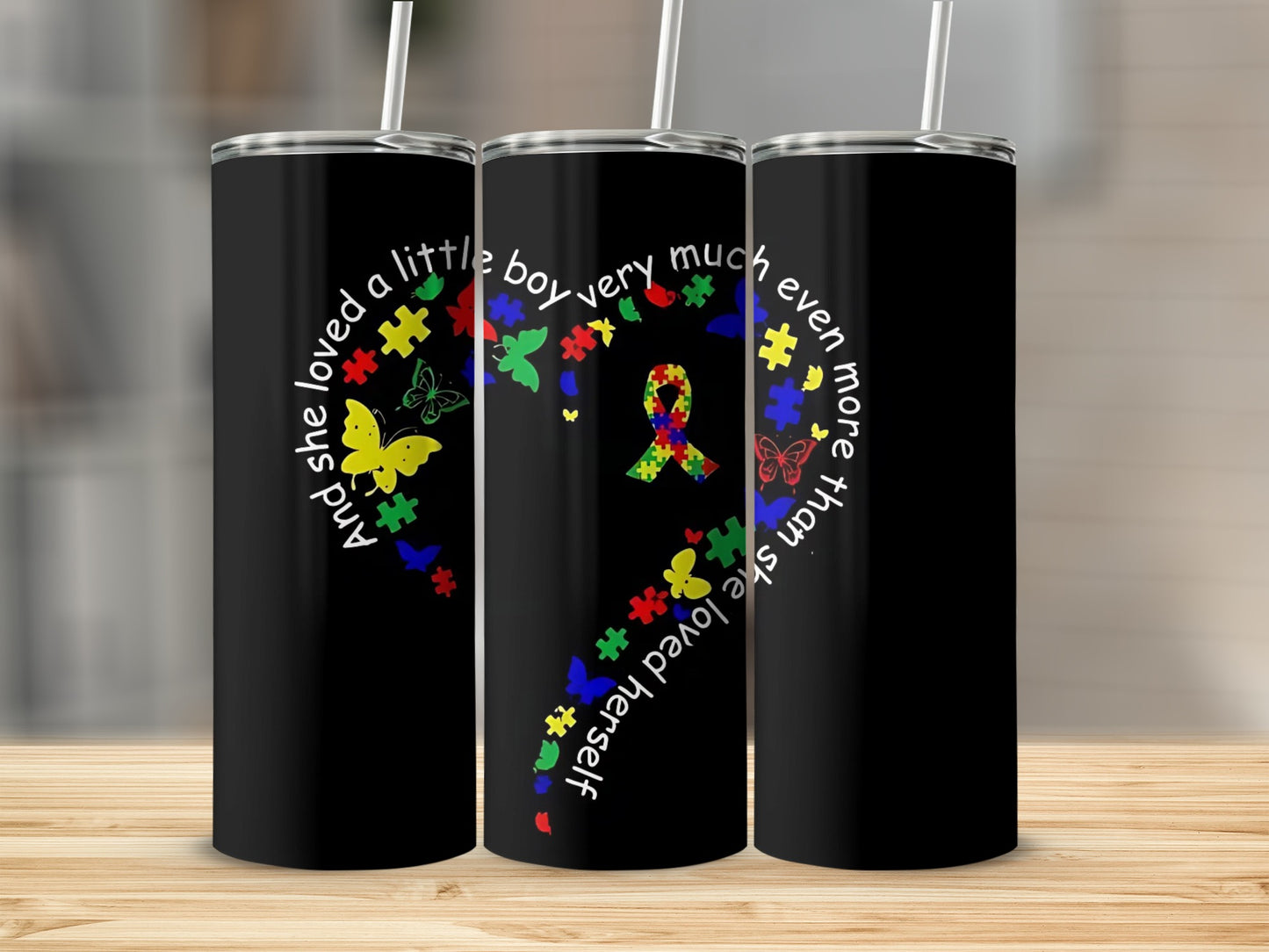 She loved a little boy colorful puzzle heart tumbler