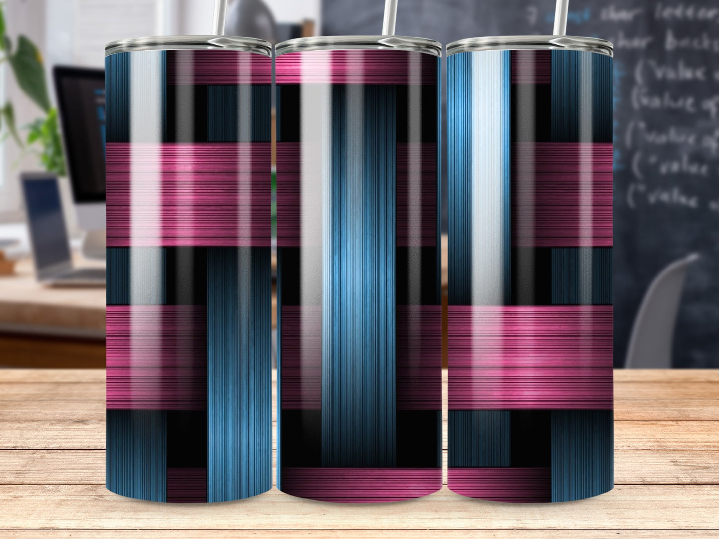 Woven Texture Pattern Pink And Light Blue Abstract Tumblers