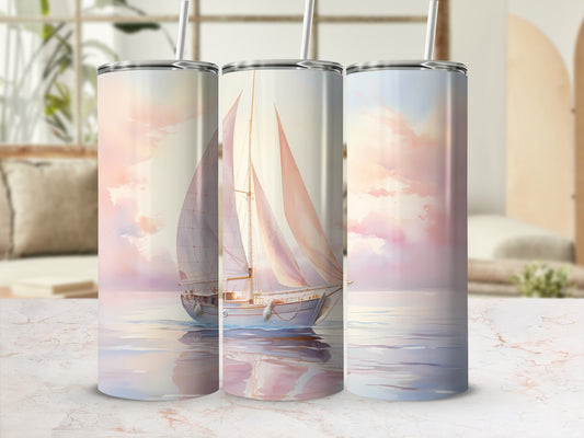 Sailboat seascape serene tranquil hues vibrant colors product type