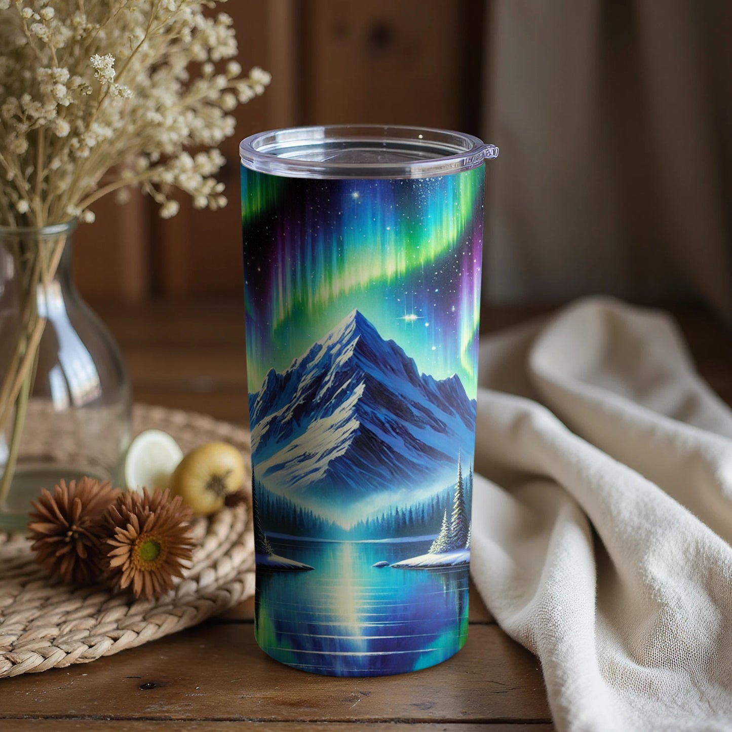 Majestic Mountain and Northern Lights Tumbler